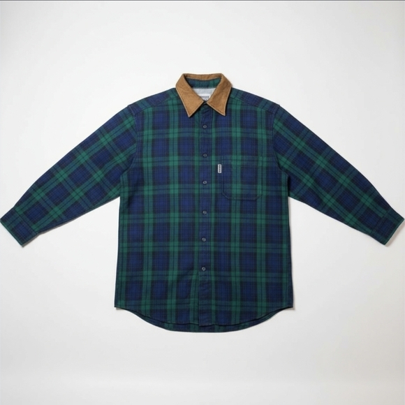 Woolrich Other - Woolrich Wool Men's M Black Watch Plaid Flannel Shirt w/ Suede Elbow Patches